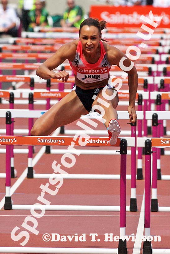 Jessica Ennis-Hill in the 100 metres hurdles,  2013 IAAF Diamond League, Sainsbury's Anniversary Games, Queen Elizabeth Olympic Park, London.